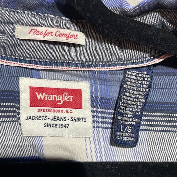 Wrangler Men’s Button Up Flannel Size L - Picture 3 of 4